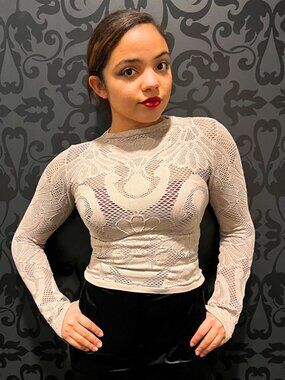 Stone Knit Seamless Jacquard Mock Neck Top